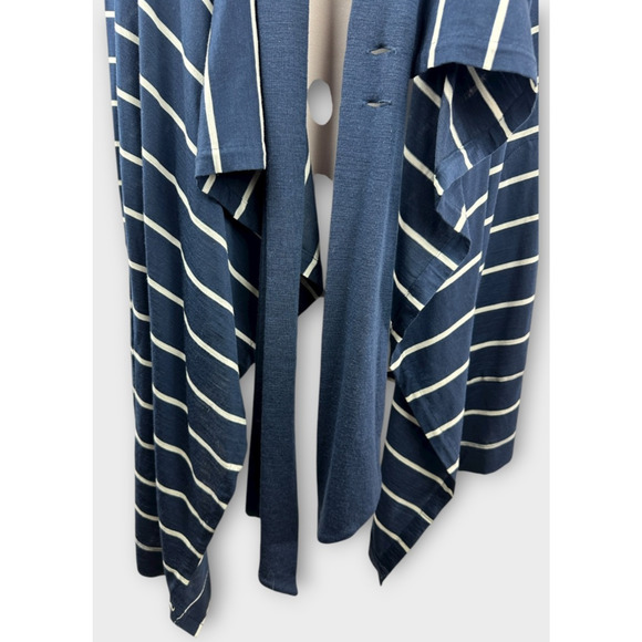Icebreaker Bliss Wrap Merino Wool Cardigan Navy White Striped Tie Button Medium - Picture 10 of 16